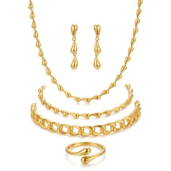 21K Gold Droplet Set - 57.21g - Sultan Gold - طقم ذهب فاخر عيار 21 - 57.21 غرام - ذهب السلطان