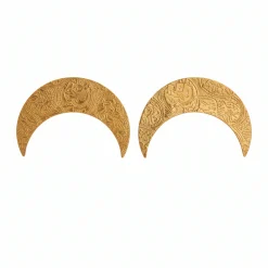 21K Heritage Textured Crescent Moon Earrings - 12.88g - Sultan Gold - أقراط هلالية تراثية منقوشة ذهب عيار 21 - 12.88 غرام - ذهب السلطان