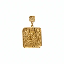 21K Heritage Square Lira Drop Earrings - 7.96g - Sultan Gold - أقراط ليرة مربعة متدلية ذهب عيار 21 - 7.96 غرام - ذهب السلطان