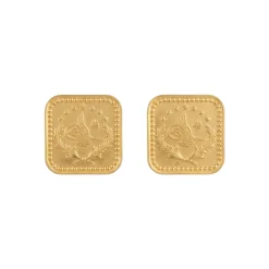 21K Heritage Square Lira Coin Earrings - 8.59g - Sultan Gold - أقراط ليرة مربعة تراثية ذهب عيار 21 - 8.59 غرام - ذهب السلطان