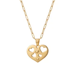 21K Gold Multi-Heart Openwork Pendant Necklace - 3.13g - Sultan Gold - عقد قلوب متداخلة مفرغة ذهب عيار 21 - 3.13 غرام - ذهب السلطان