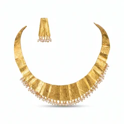 قلادة من الذهب عيار 21 قيراطًا من Pearl Radiance Cleopatra - 56.66 جرام - Sultan Gold - طوق كليوباترا ولؤلؤ ذهب عيار 21 - 56.66 جرام - ذهب السلطان