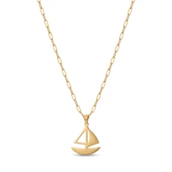 21K Gold Sailboat Nautical Charm Necklace - 1.34g - Sultan Gold - عقد قارب شراعي ذهب عيار 21 - 1.34 غرام - ذهب السلطان