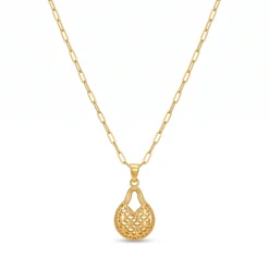 21K Gold Teardrop Filigree Pendant Necklace - 3.13g - Sultan Gold - عقد دمعة دانتيل ذهب عيار 21 - 3.13 غرام - ذهب السلطان