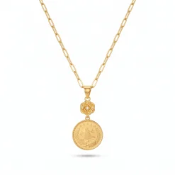 21K Gold Drop Lira Coin Medallion Necklace - 3.43g - Sultan Gold - عقد ليرة متدلية ذهب عيار 21 - 3.43 غرام - ذهب السلطان
