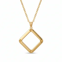 21K Gold Open Rhombus Geometric Pendant Necklace - 5.67g - Sultan Gold - عقد إطار معين هندسي ذهب عيار 21 - 5.67 غرام - ذهب السلطان