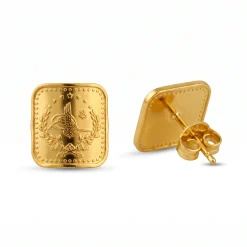 22K Heritage Square Lira Stud Earrings - 8.4g - Sultan Gold - أقراط ليرة مربعة ذهب عيار 22 - 8.4 غرام - ذهب السلطان
