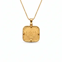 22K Heritage Scalloped Square Lira Coin Pendant - 10.95g - Sultan Gold - تعليقة ليرة مربعة موردة ذهب عيار 22 - 10.95 غرام - ذهب السلطان