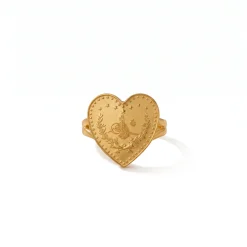 22K Heritage Lira Heart Coin Ring - 10.89g - Sultan Gold - خاتم ليرة شكل قلب ذهب عيار 22 - 10.89 غرام - ذهب السلطان