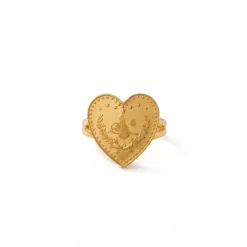22K Heritage Lira Heart Coin Ring - 5.48g - Sultan Gold - خاتم ليرة شكل قلب ذهب عيار 22 - 5.48 غرام - ذهب السلطان