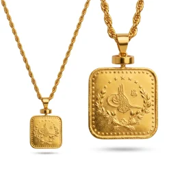 22K Heritage Square Lira Coin Pendant - 8.51g - Sultan Gold - تعليقة ليرة مربعة ذهب عيار 22 - 8.51 غرام - ذهب السلطان