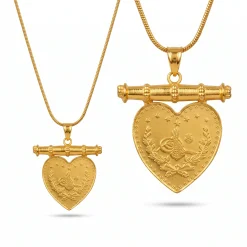 22K Heritage Lira Heart Bar Pendant - 9.61g - Sultan Gold - تعليقة ليرة شكل قلب ذهب عيار 22 - 9.61 غرام - ذهب السلطان