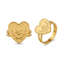 22K Heritage Lira Heart Coin Ring - 9.91g - Sultan Gold - خاتم ليرة شكل قلب ذهب عيار 22 - 9.91 غرام - ذهب السلطان