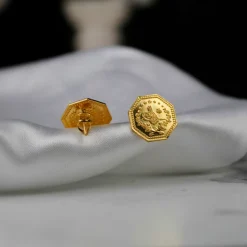 22K Heritage Octagonal Lira Coin Stud Earrings - 15.42g - Sultan Gold - أقراط ليرة مثمنة ذهب عيار 22 - 15.42 غرام - ذهب السلطان