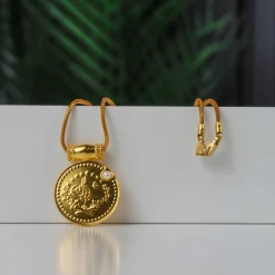 22K Heritage Lira Coin Pendant with Pearl - 8.97g - Sultan Gold - تعليقة ليرة ذهب مرصعة باللؤلؤ عيار 22 - 8.97 غرام - ذهب السلطان