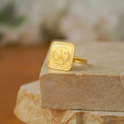 22K Heritage Square Half Lira Ring - 5.1g - Sultan Gold - خاتم نصف ليرة مربع ذهب عيار 22 - 5.1 غرام - ذهب السلطان