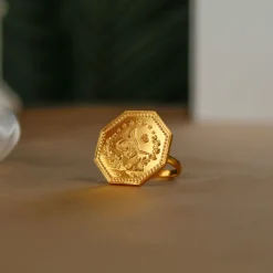 22K Heritage Octagonal Lira Coin Ring - 9.17g - Sultan Gold - خاتم ليرة مثمن ذهب عيار 22 - 9.17 غرام - ذهب السلطان