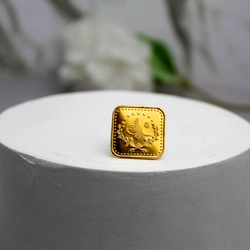 22K Heritage Square Lira Coin Ring - 9.4g - Sultan Gold - خاتم ليرة مربع ذهب عيار 22 - 9.4 غرام - ذهب السلطان