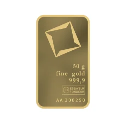 سبيكة استثمار من الذهب الخالص عيار 24 قيراط 999.9 - 50 جرام - ذهب السلطان - سبيكة ذهب سويسري عيار 24 نقاء 999.9 - 50 جرام - ذهب السلطان