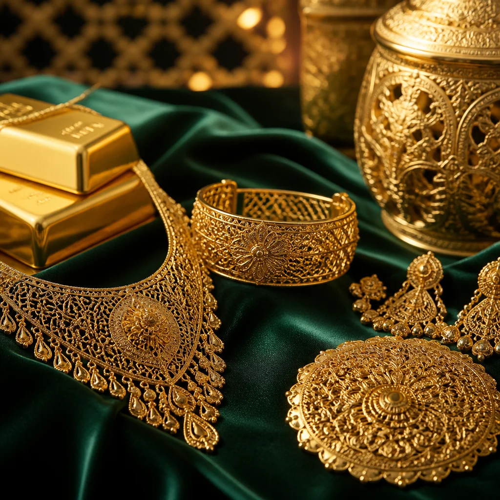 Hand carved 21K gold jewelry - Sultan Gold - مجوهرات ذهبية منحوتة عيار 21 - ذهب السلطان