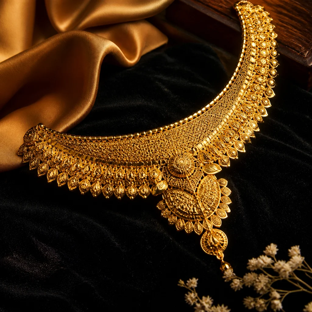 Gold necklace reflecting market trends - Sultan Gold - قلادة ذهبية تعكس اتجاهات السوق - ذهب ال