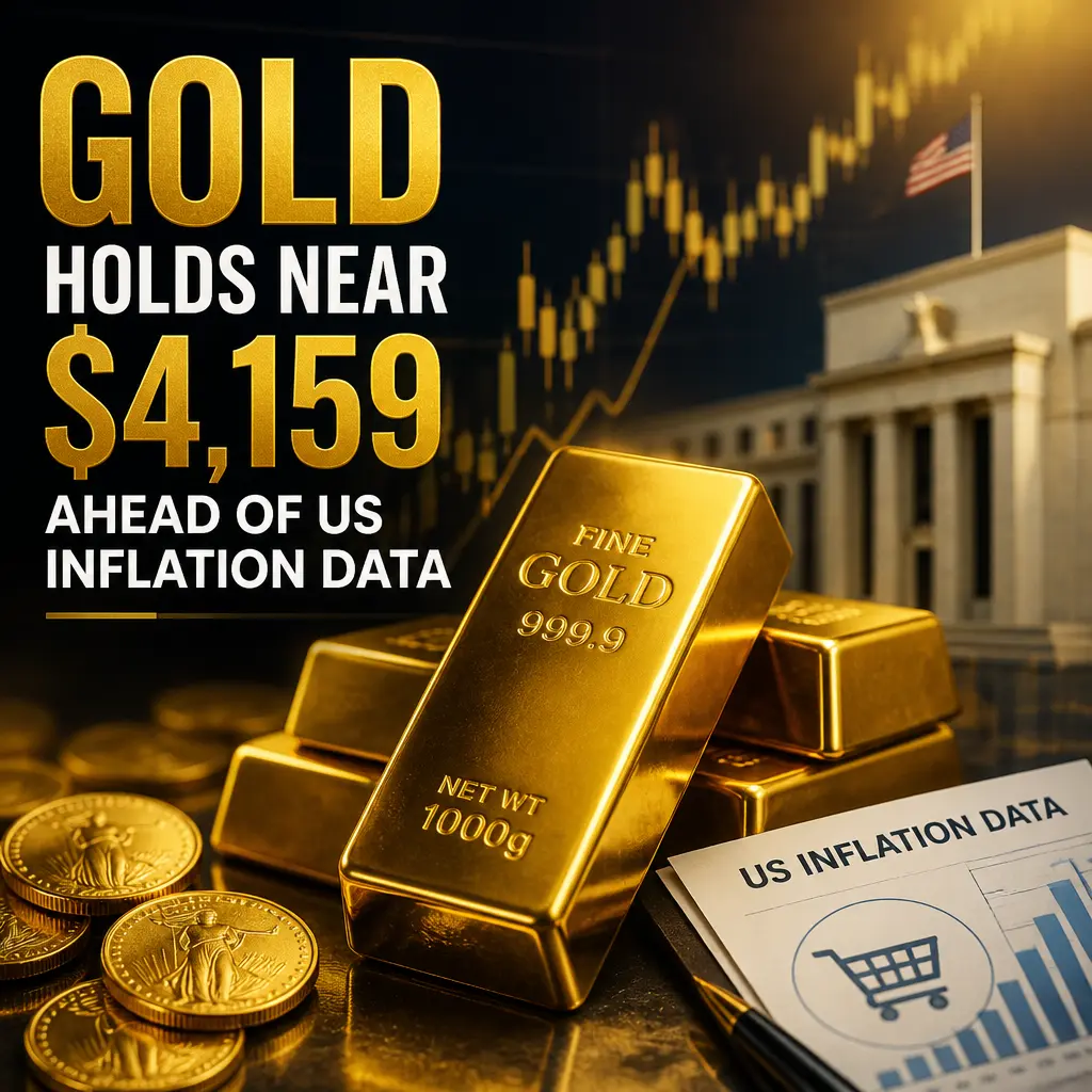 Illustration of Gold Holds Near $4,159 Ahead of US Inflation Data