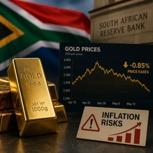 Illustration of Gold Prices Ease as South Africa Warns of Inflation Risks