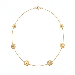 21K Gold Five-Flower Station Necklace - 5.56g - Sultan Gold - عقد محطات الورود الخمس ذهب عيار 21 - 5.56 غرام - ذهب السلطان