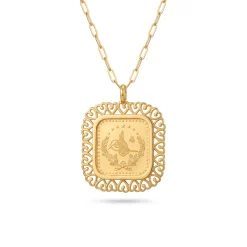 21K Gold Square Half Lira Coin Frame Necklace - 3.02g - Sultan Gold - عقد برواز نصف ليرة مربع ذهب عيار 21 - 3.02 غرام - ذهب السلطان