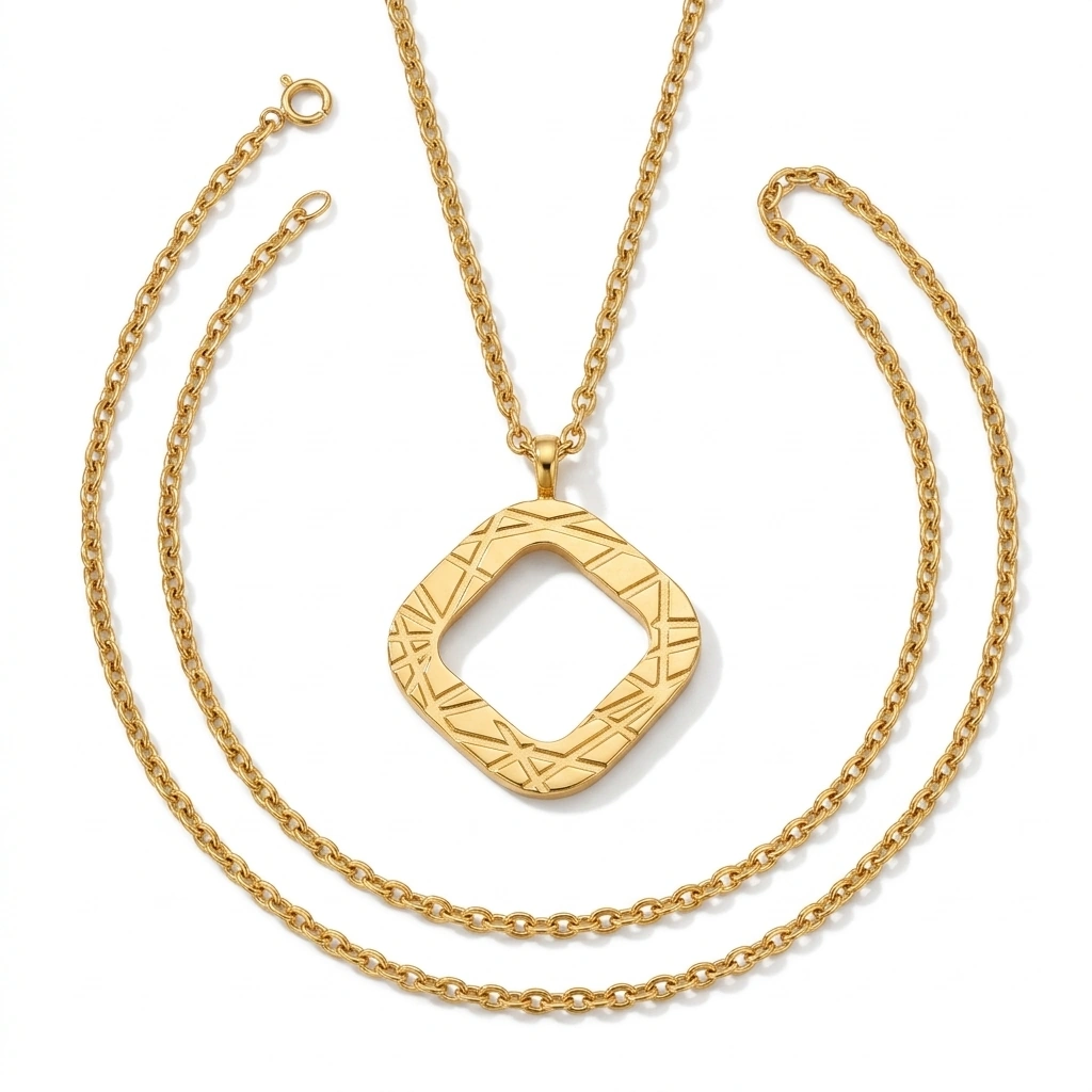 21K Gold Geometric Rhombus Frame Necklace - 10.2g - Sultan Gold - عقد برواز هندسي معين ذهب عيار 21 - 10.2 غرام - ذهب السلطان