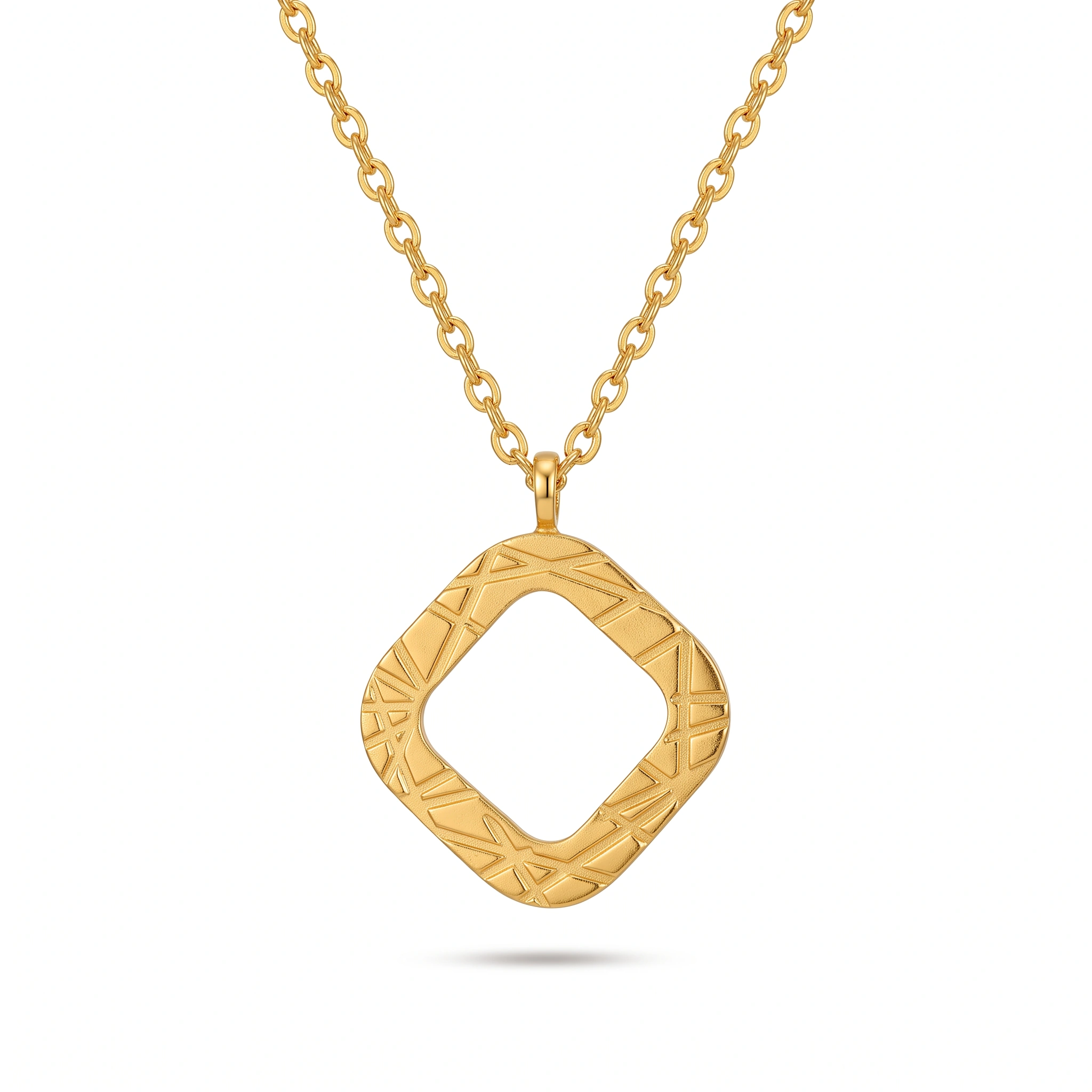 21K Gold Geometric Rhombus Frame Necklace - 11.8g - Sultan Gold - عقد برواز هندسي معين ذهب عيار 21 - 11.8 غرام - ذهب السلطان