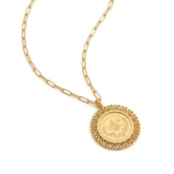 21K Gold Lira Coin Frame Necklace - 4.58g - Sultan Gold - عقد برواز ليرة ذهب عيار 21 - 4.58 غرام - ذهب السلطان