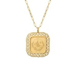 21K Gold Square Lira Coin Frame Necklace - 5.83g - Sultan Gold - عقد برواز ليرة مربع ذهب عيار 21 - 5.83 غرام - ذهب السلطان
