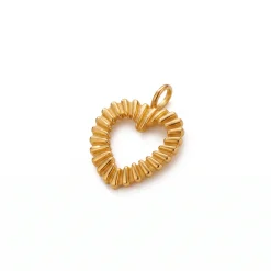 21K Gold Ribbed Heart Frame Pendant - 1.93g - Sultan Gold - تعليقة برواز قلب مضلع ذهب عيار 21 - 1.93 غرام - ذهب السلطان