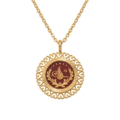 21K Gold Halo Quarter Lira Coin Frame Necklace - 2.48g - Sultan Gold - عقد برواز ربع ليرة هالة ذهب عيار 21 - 2.48 غرام - ذهب السلطان
