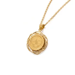 21K Gold Wire Swirl Quarter Lira Coin Frame Necklace - 2.9g - Sultan Gold - عقد برواز ربع ليرة مبروم ذهب عيار 21 - 2.9 غرام - ذهب السلطان