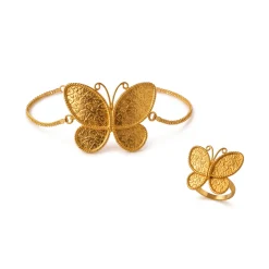 21K Golden Butterfly Full Gold Set - 30.64g - Sultan Gold - طقم ذهب ملكي الفراشة الذهبية عيار 21 - 30.64 غرام - ذهب السلطان