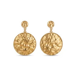 21K Hammered Round Gold Earrings - 19.09g - Sultan Gold - أقراط ذهب دائرية مطروقة فاخرة عيار 21 - 19.09 غرام - ذهب السلطان