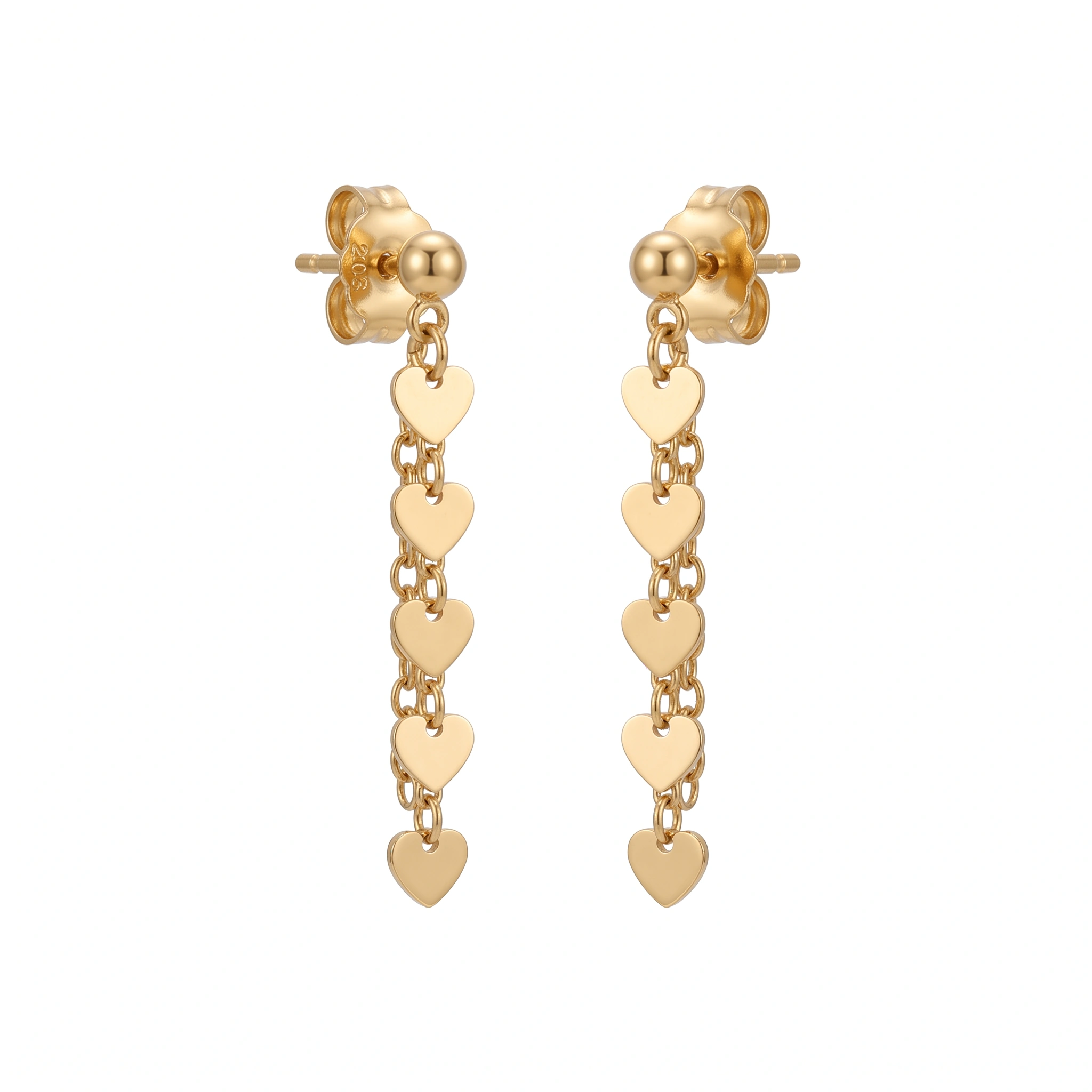 21K Gold Cascading Heart Drop Stud Earrings - 1.63g - Sultan Gold - أقراط قلوب نازلة ذهب عيار 21 - 1.63 غرام - ذهب السلطان