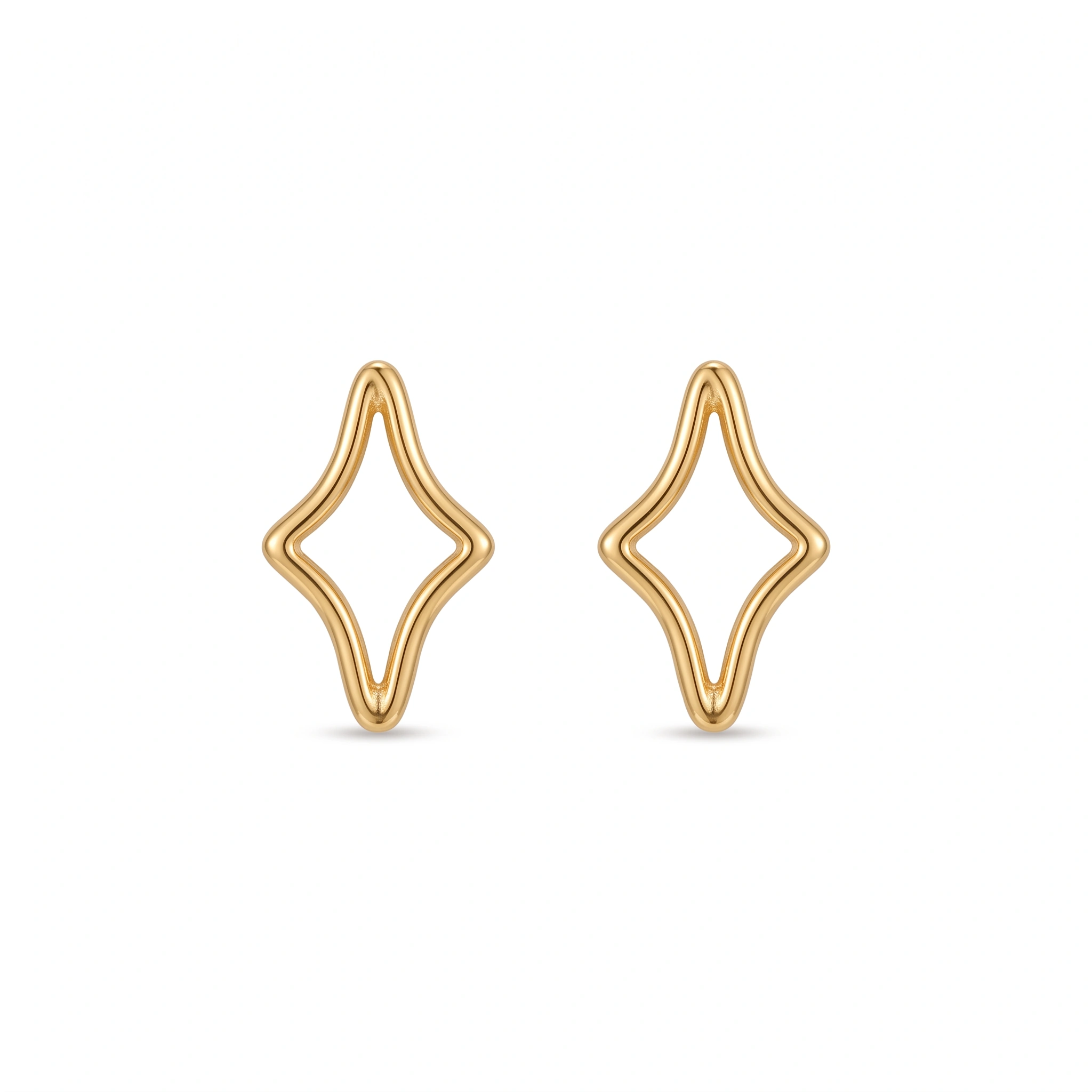 21K Gold Hollow Rhombus Openwork Earrings - 2.96g - Sultan Gold - أقراط معين مفرغ ذهب عيار 21 - 2.96 غرام - ذهب السلطان