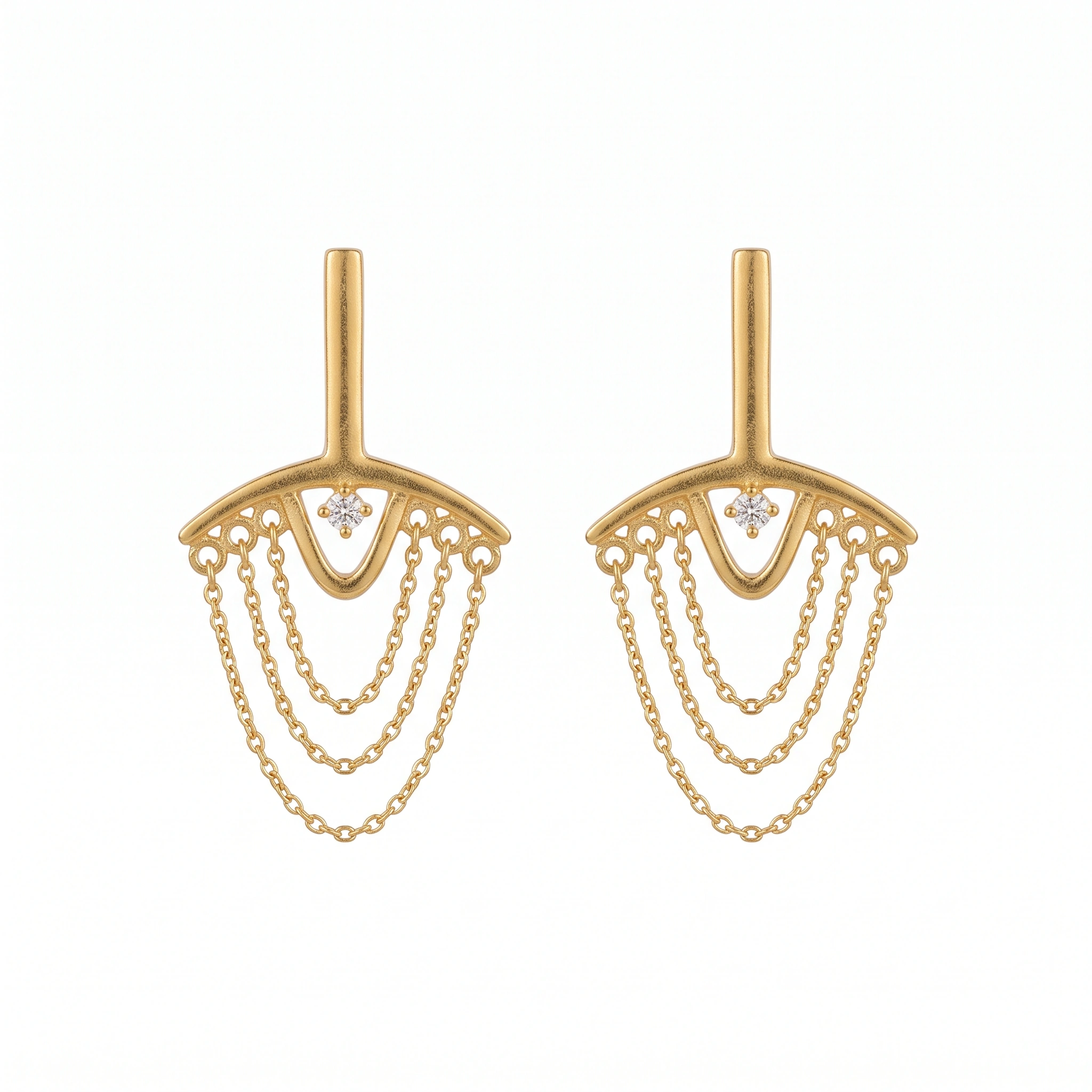 21K Gold Tassel Fringe Fan Earrings - 3.54g - Sultan Gold - أقراط مروحة شراشيب متدلية ذهب عيار 21 - 3.54 غرام - ذهب السلطان