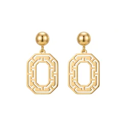 21K Gold Greek Key Cutout Door-Knocker Earrings - 4.57g - Sultan Gold - أقراط الزخرفة الإغريقية ذهب عيار 21 - 4.57 غرام - ذهب السلطان