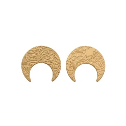 21K Heritage Textured Crescent Moon Earrings - 8.1g - Sultan Gold - أقراط هلالية تراثية منقوشة ذهب عيار 21 - 8.1 غرام - ذهب السلطان