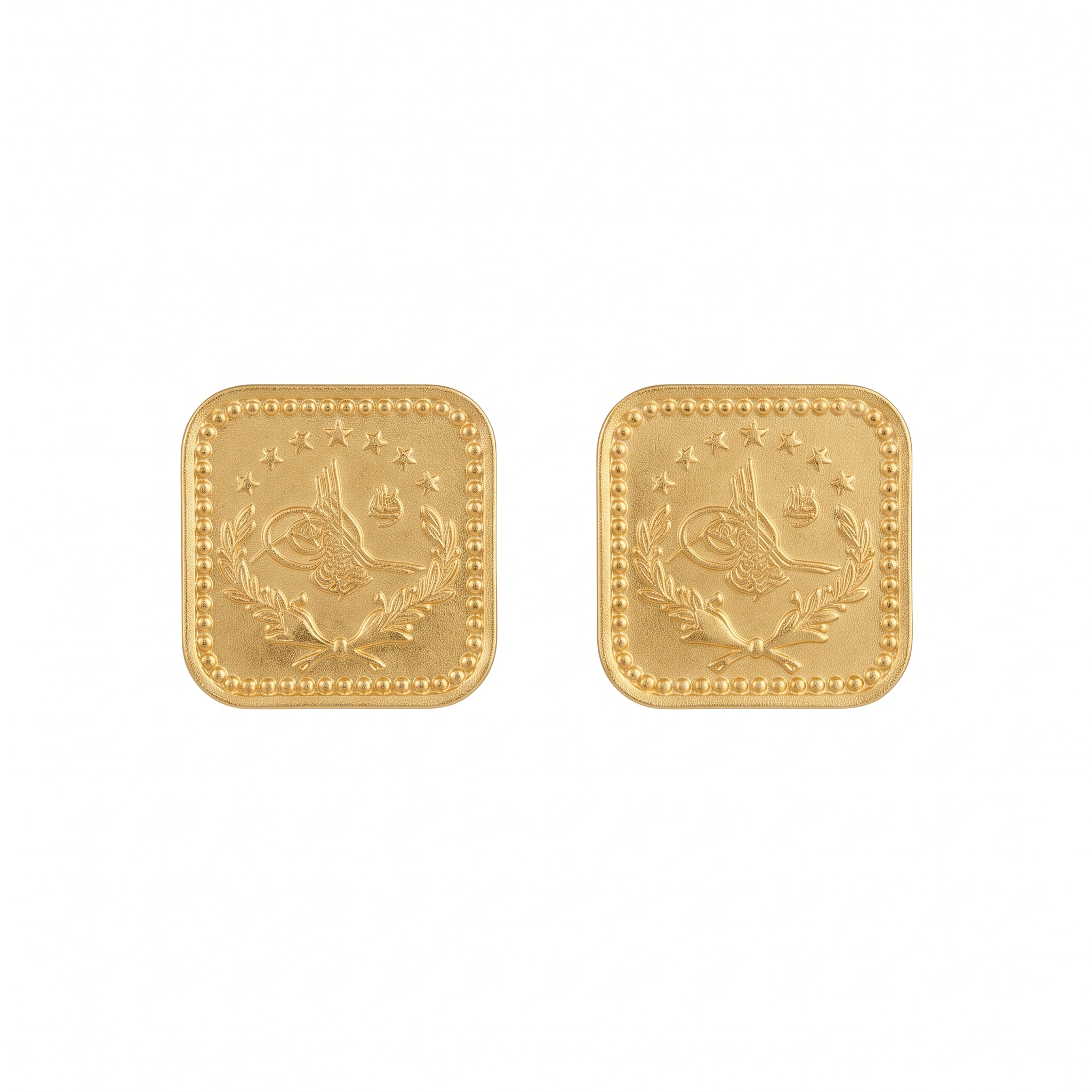 21K Heritage Square Lira Coin Earrings - 8.59g - Sultan Gold - أقراط ليرة مربعة تراثية ذهب عيار 21 - 8.59 غرام - ذهب السلطان
