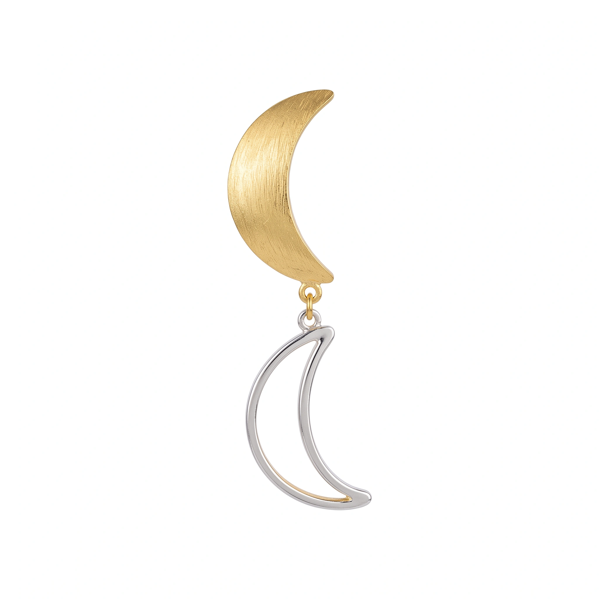 21K Two-Tone Double Crescent Moon Drop Earrings - 35.83g - Sultan Gold - أقراط هلال مزدوج لونين ذهب عيار 21 - 35.83 غرام - ذهب السلطان