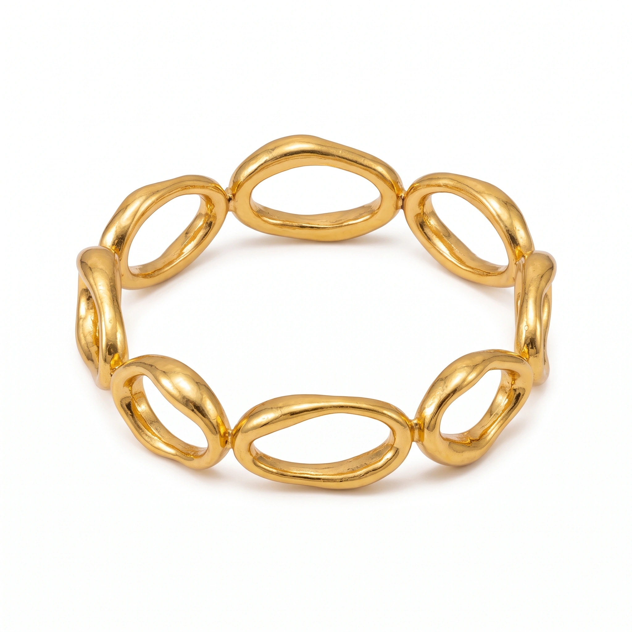 21K Oval Link Statement Gold Bracelet - 83.77g - Sultan Gold - سوار حلقات بيضاوية ذهب ملكي عيار 21 - 83.77 غرام - ذهب السلطان