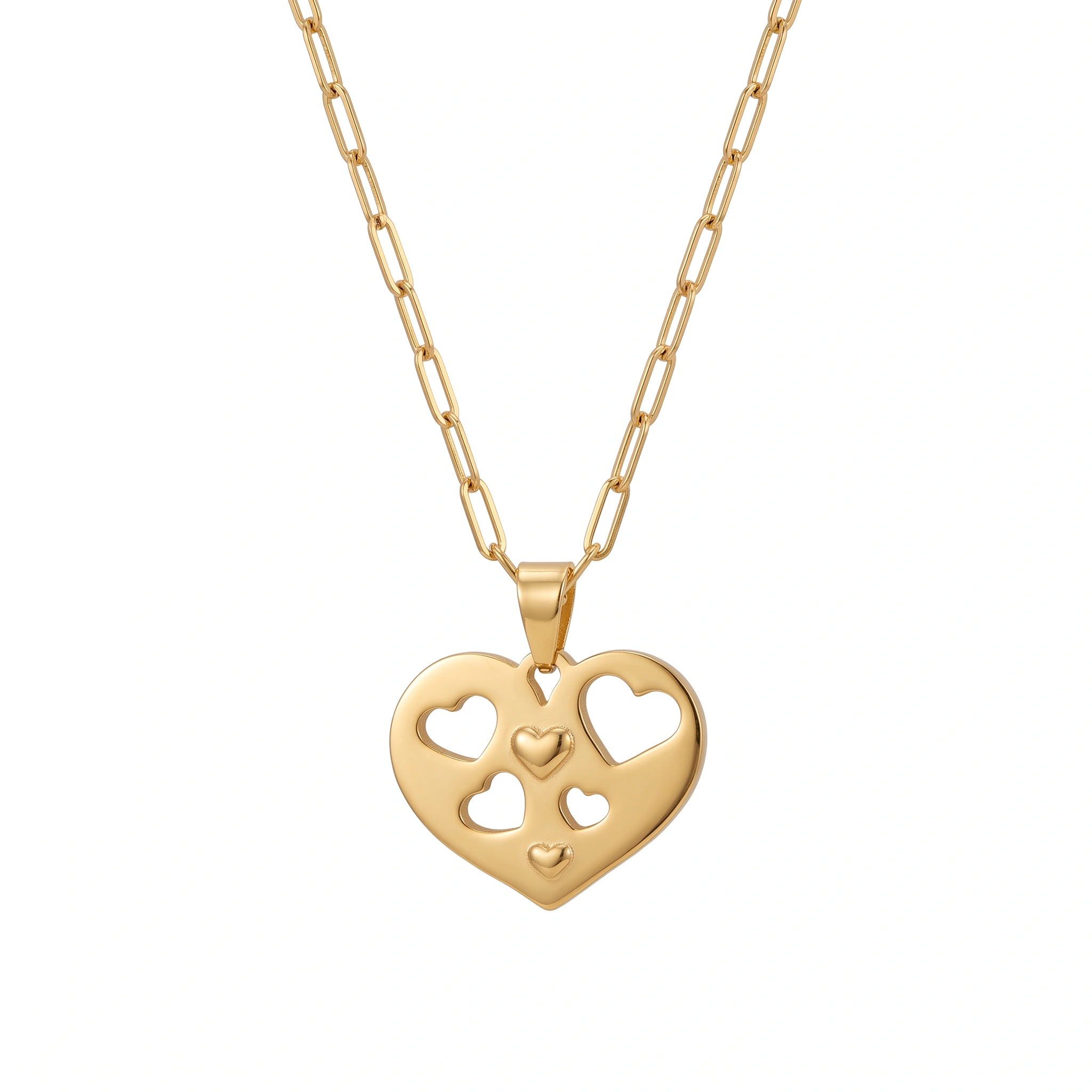 21K Gold Multi-Heart Openwork Pendant Necklace - 3.13g - Sultan Gold - عقد قلوب متداخلة مفرغة ذهب عيار 21 - 3.13 غرام - ذهب السلطان