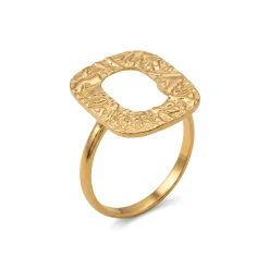 21K Gold Open Organic Hammered Ring - 2.83g - Sultan Gold - خاتم مفرغ مطروق ذهب عيار 21 - 2.83 غرام - ذهب السلطان