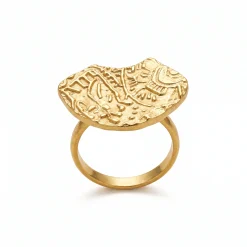 21K Gold Curved Textured Saddle Ring - 3.25g - Sultan Gold - خاتم سرج منقوش ذهب عيار 21 - 3.25 غرام - ذهب السلطان