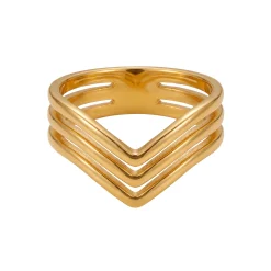 21K Gold Chevron Triple V-Stack Ring - 3.39g - Sultan Gold - خاتم متدرج هندسي في شيب ذهب عيار 21 - 3.39 غرام - ذهب السلطان